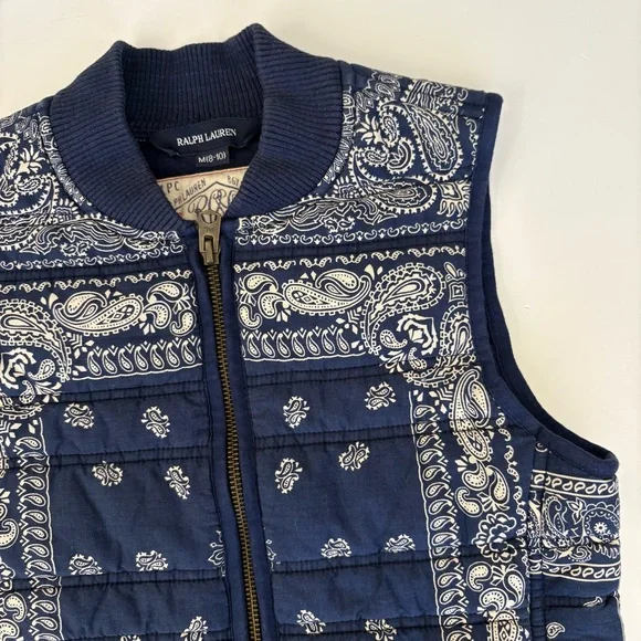 Ralph LaurenBandana Print Quilted Vest‎ Western Navy Blue Medium 8-10